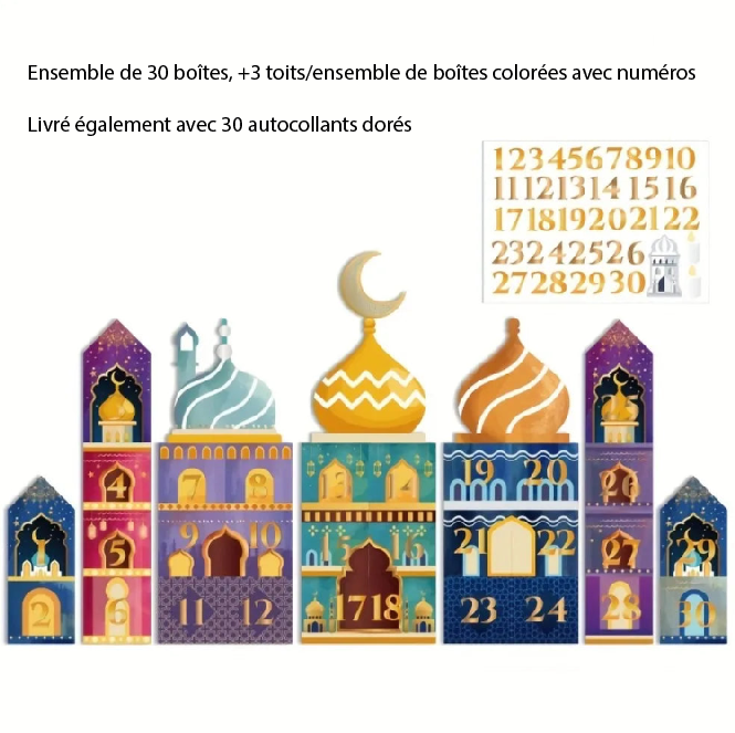 Calendrier Ramadan vintage 30 pièces - Style mosquée