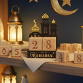 Calendrier Ramadan en bois - Aïd Moubarak 2026