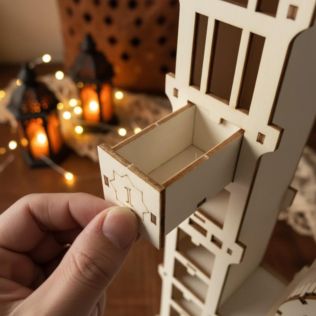 Calendrier Ramadan en bois - Ornement Eid Moubarak 2026