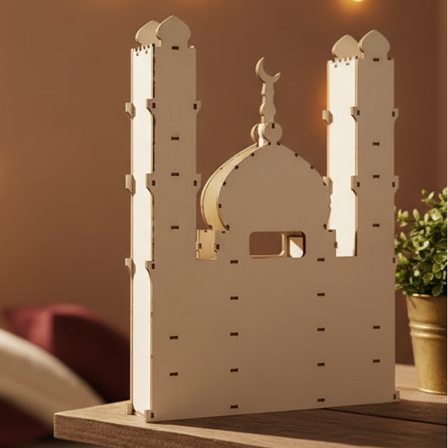 Calendrier Ramadan en bois - Ornement Eid Moubarak 2026